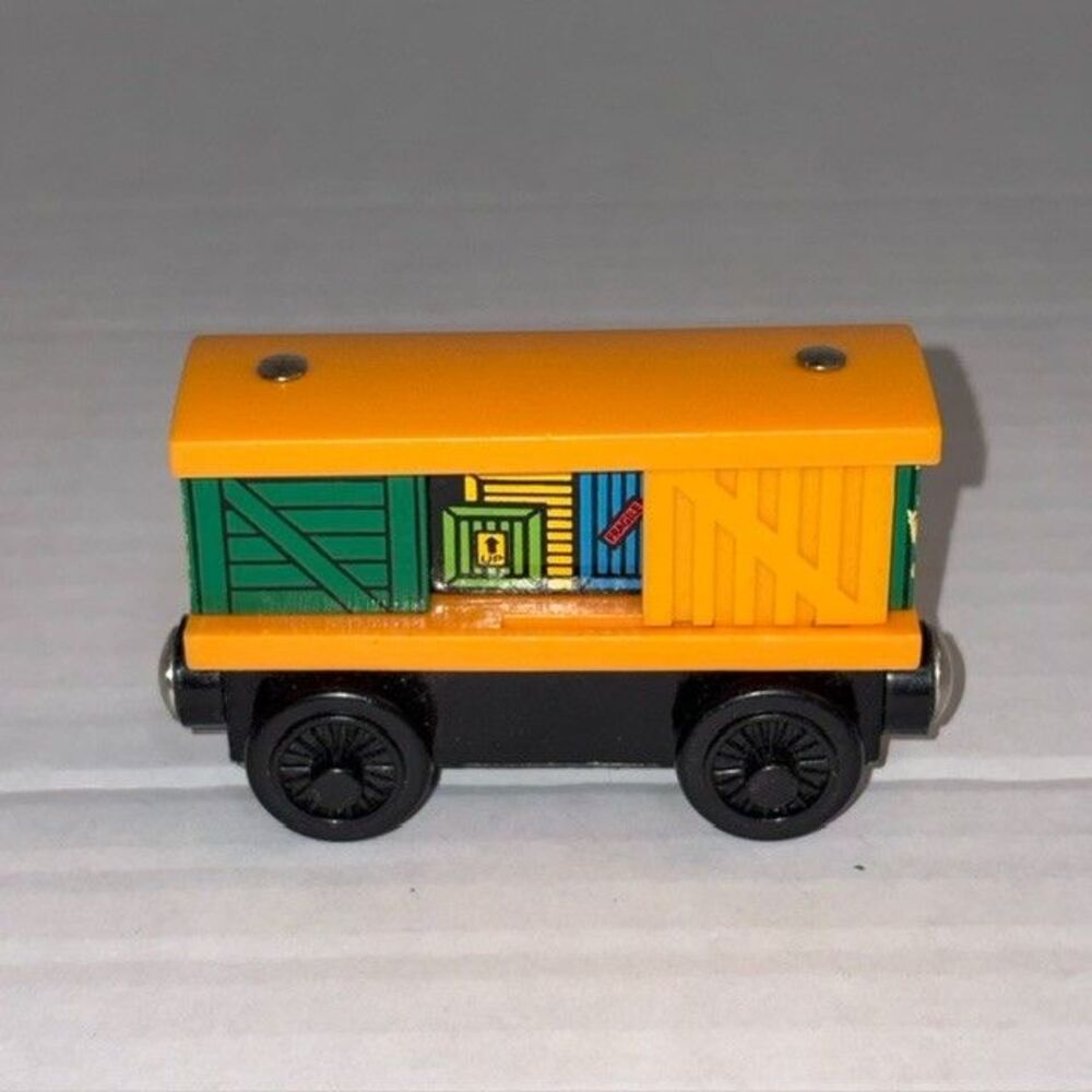 Thomas & Friends Wooden Railway - Box Car Orange & Green, Sliding Doors